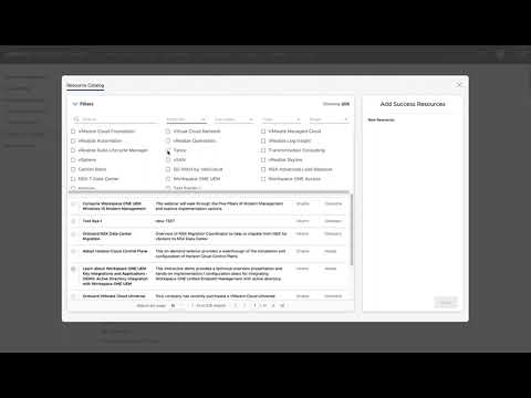 New Self-Service Adoption Guidance Catalog in VMware Connect Success