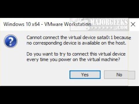 VMware Cannot Connect the Virtual Device sata0:1 Error