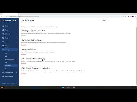 OpenVPN Cloud: LDAP Connectivity Alerts