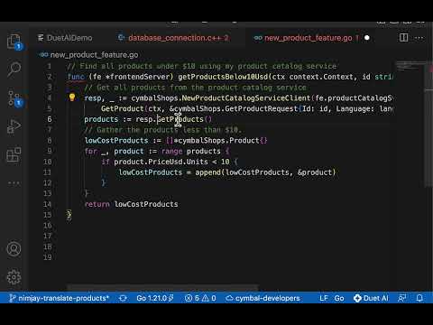 Duet AI in Google Cloud – contexual code generation