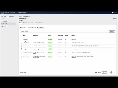Configuring Alarm Policies in NDFC SAN 12.2(1)