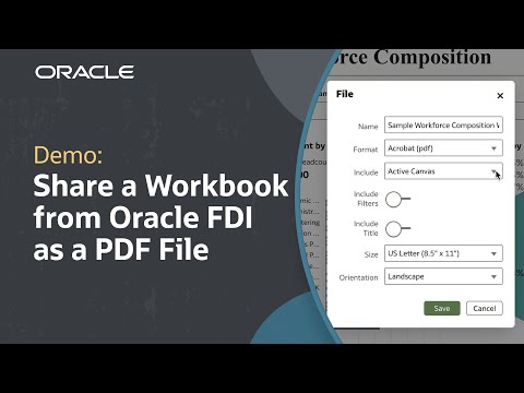 How to Share a Workbook from Oracle FDI as a PDF File: Demo