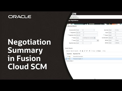Negotiation Summary in Oracle Fusion Cloud SCM: Demo