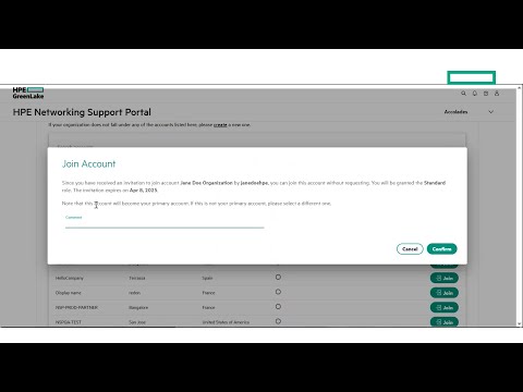 HPE Networking Support Portal Invitations Demo