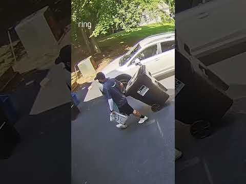 Elizabeth checked her Ring and saw her Amazon driver bringing her trash bins up her steep driveway!
