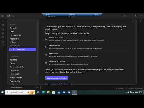 Community Plugins in Obsidian.