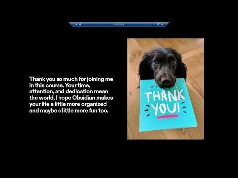 Thank you, Message | Congratulations for completing Obsidian Course |