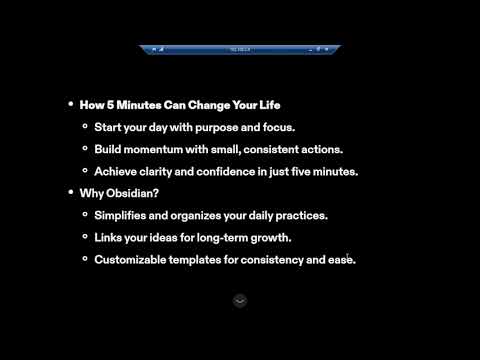 How to Unlock the Power of five Minutes in morning using Obsidian