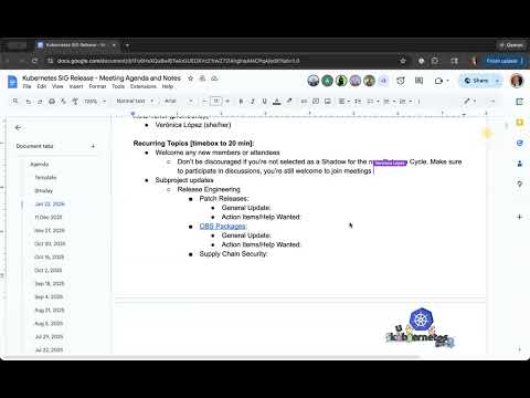 Kubernetes SIG Release for 2026-01-22