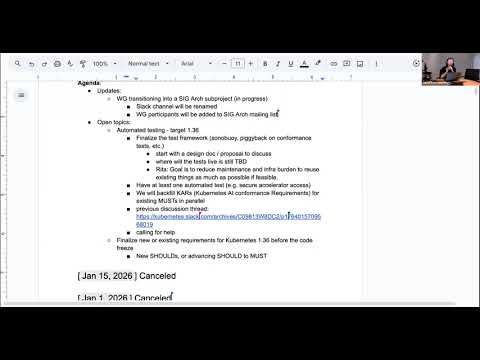 WG AI Conformance Weekly Meeting for 2026-01-29