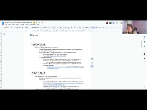 WG Checkpoint Restore Meeting for 2026-02-19
