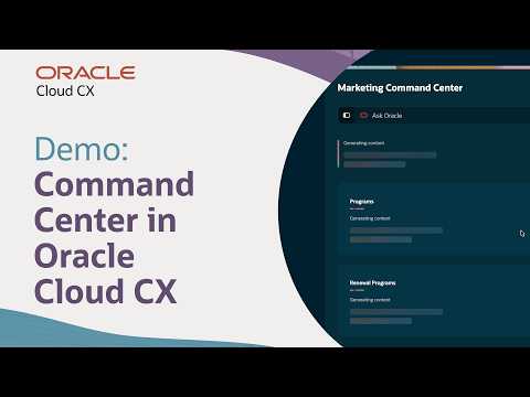 Marketing Command Center in Oracle Cloud CX: Demo