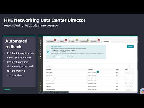 Demo: Automated rollback with time voyager, HPE Networking Data Center Director