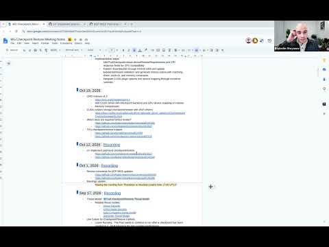 WG Checkpoint Restore Meeting for 2026-10-19